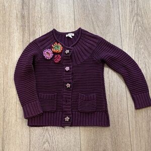 Savannah Purple Kids Cardigan with Floral Details